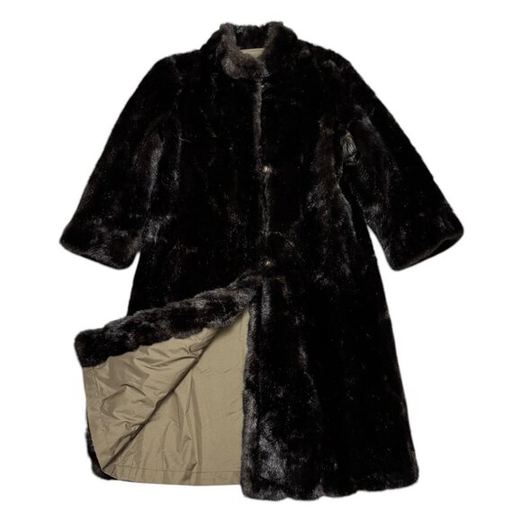 STUNNING REVERSIBLE FAUX FUR Vintage Retro 90s Casual Winter Coat Womens Small - Picture 1 of 10